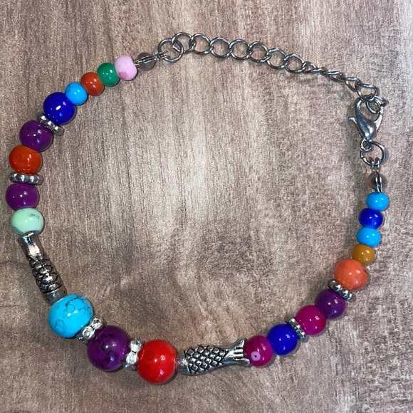 Gemstone Beaded Rainbow Rhinestone Bracelet NEW - Picture 7 of 7